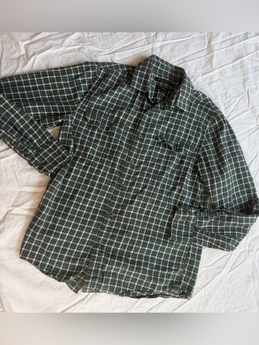 Banana Republic Green Plaid Button-Down Shirt